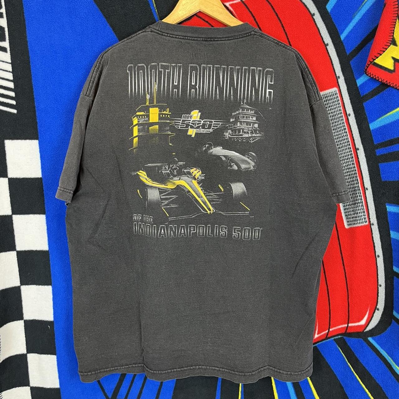 Y2K Indy 500 Faded Black Racing T-shirt Size... - Depop