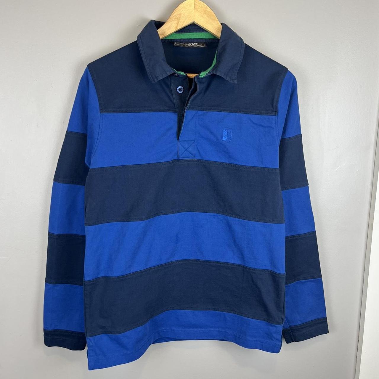 Y2K Mens Preppy Mountain Warehouse Rugby Blue... - Depop