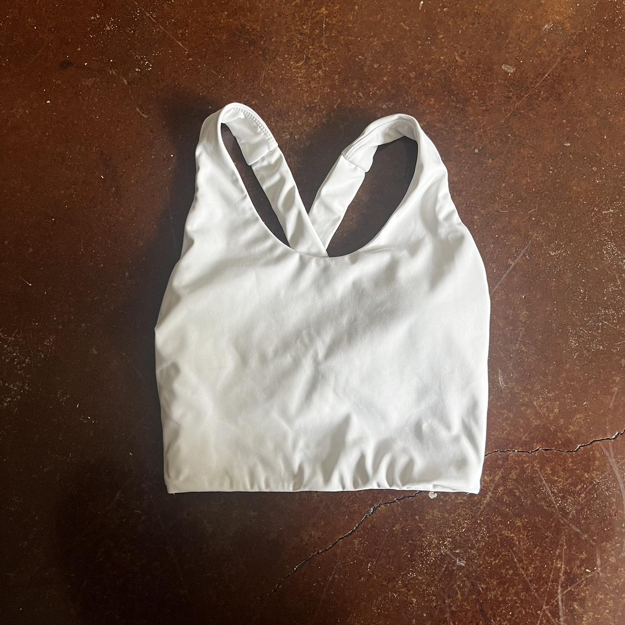 White longline crisscross back sports Depop