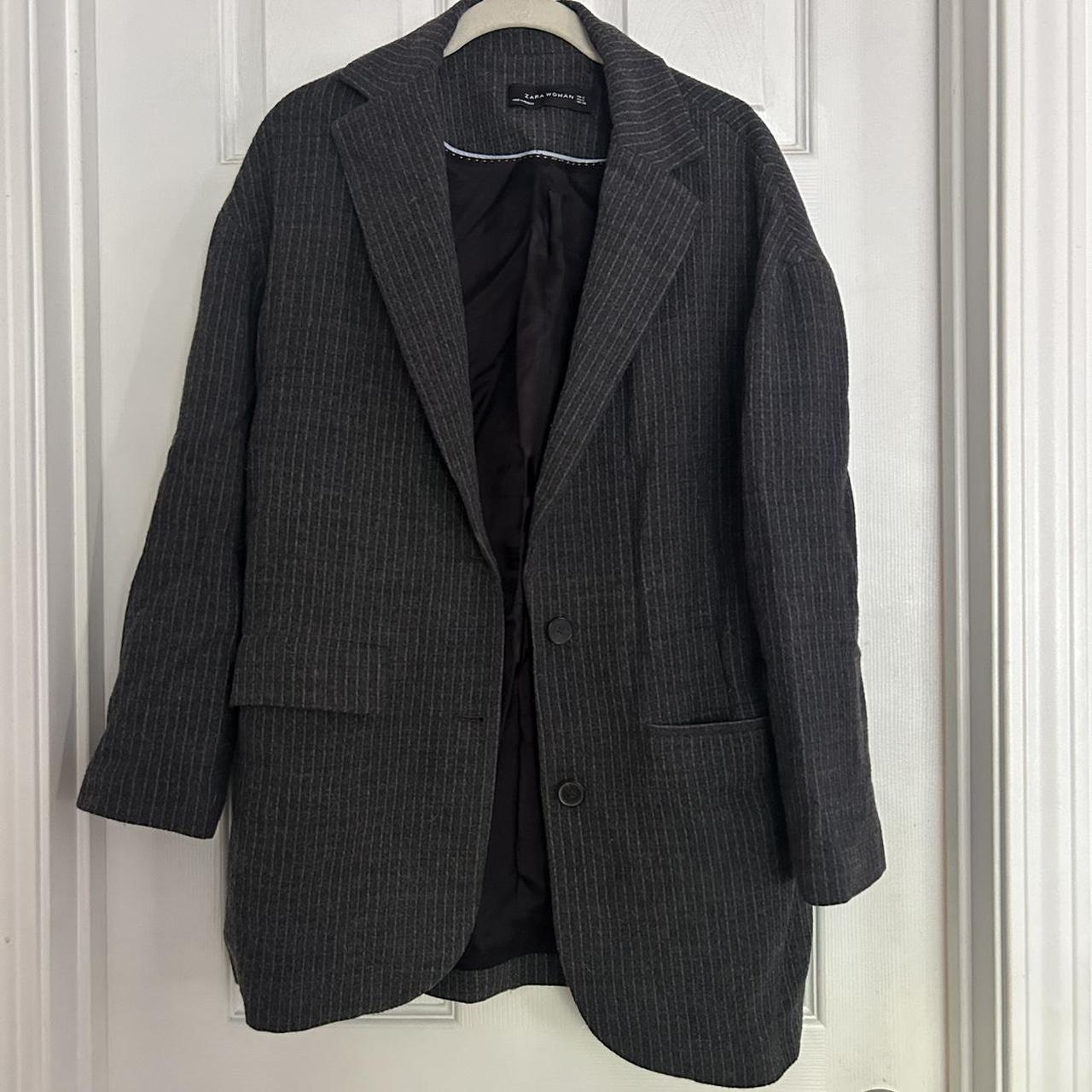 ZARA Wool Pinstripe Oversized Boyfriend Blazer Depop