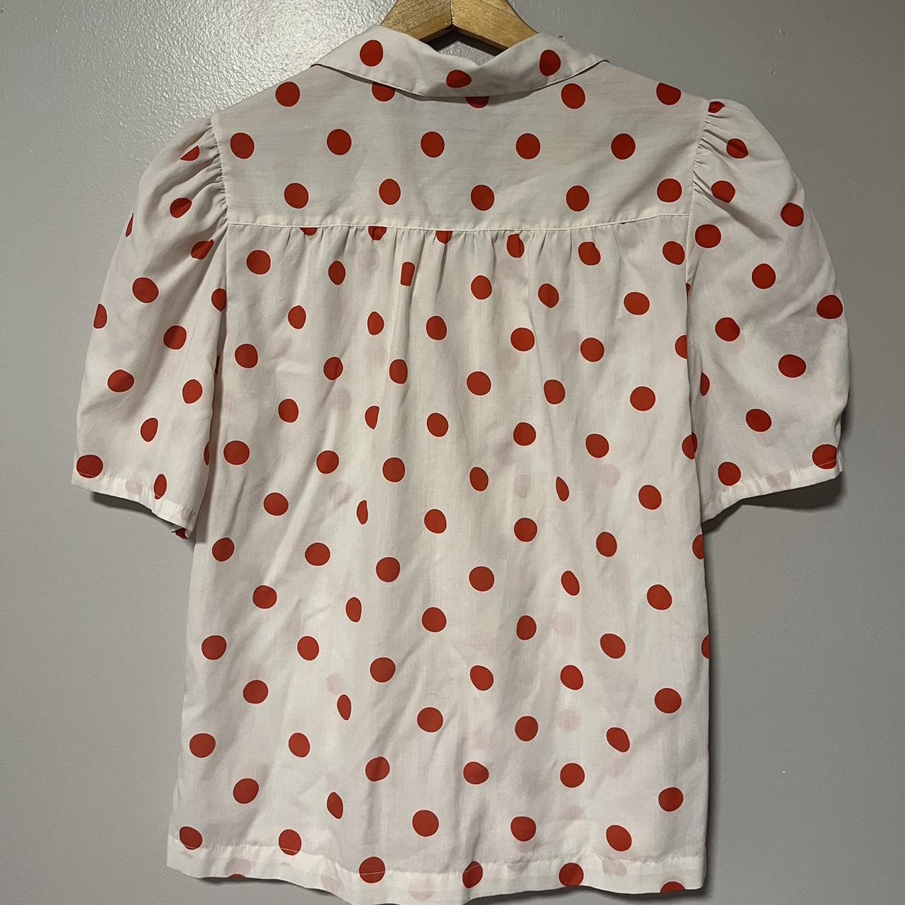 Women's White and Red Shirt Depop