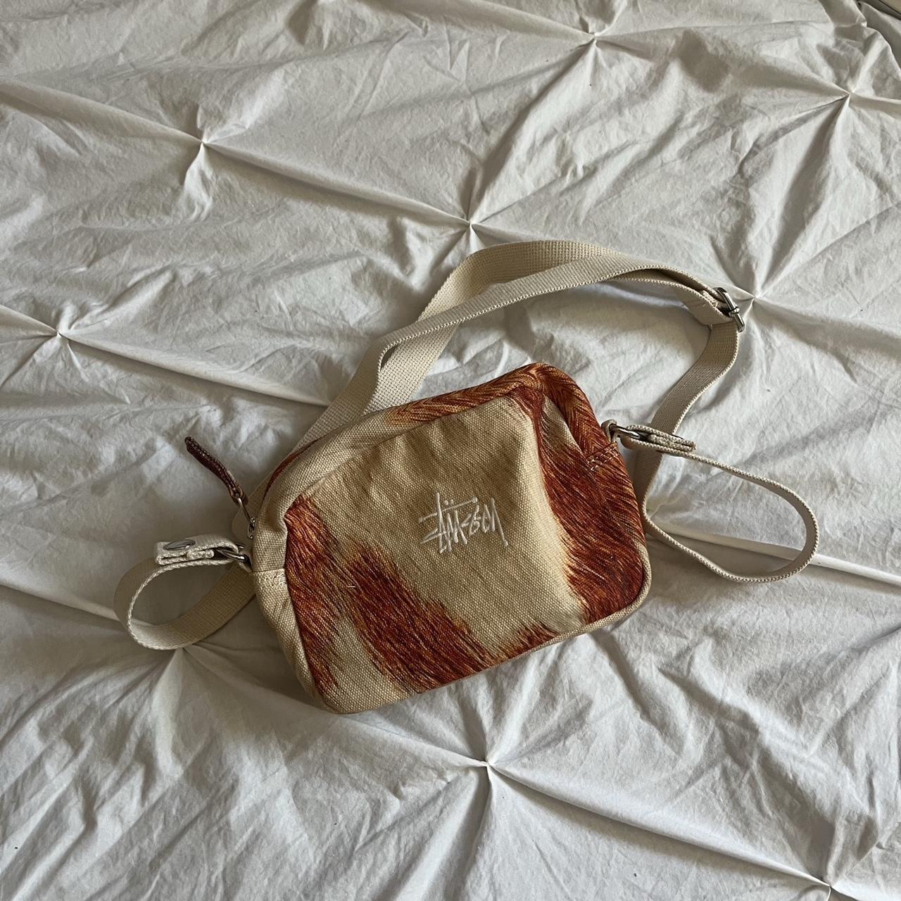 stüssy cowhide canvas bag minor flaws #stussy... - Depop