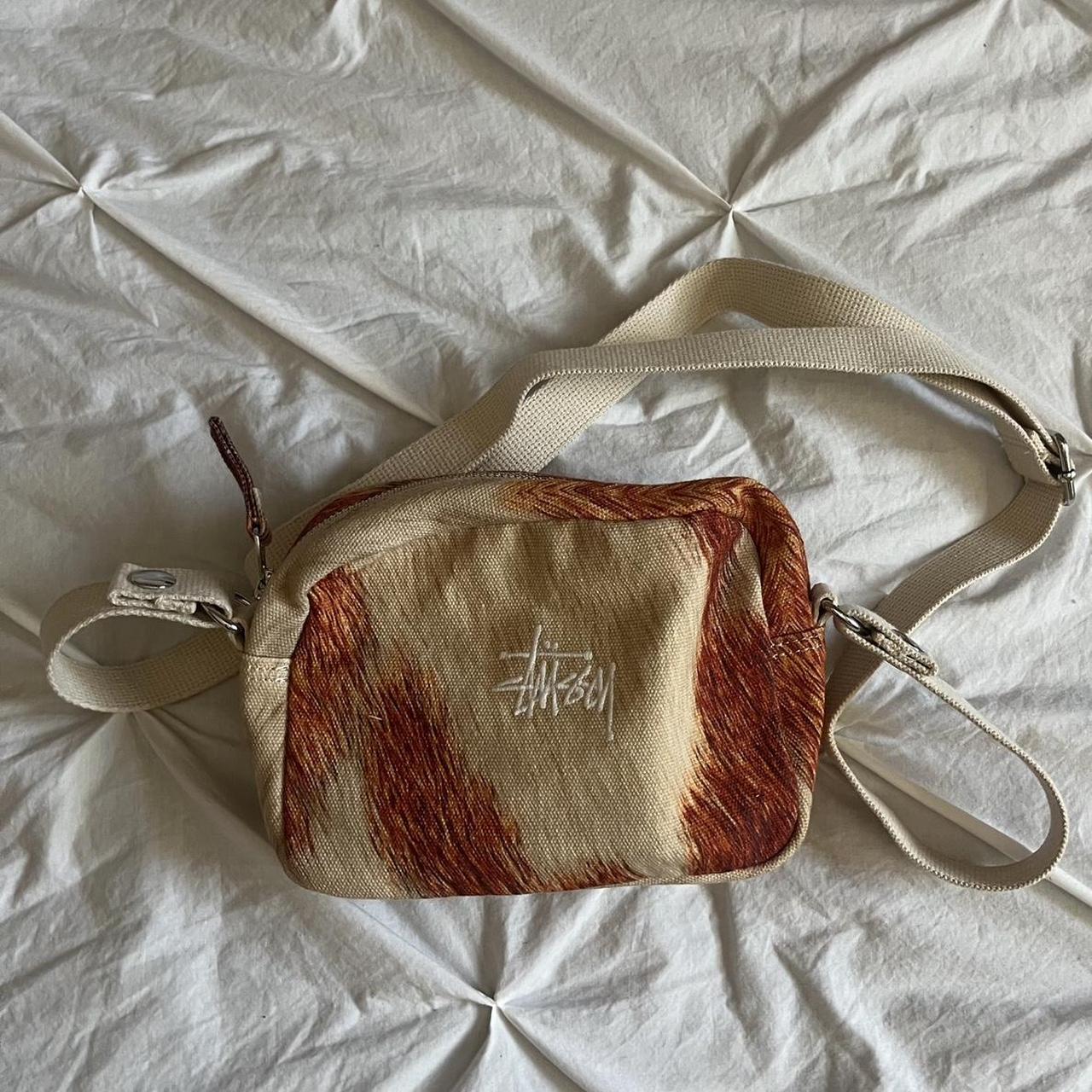 stüssy cowhide canvas bag minor flaws #stussy... - Depop