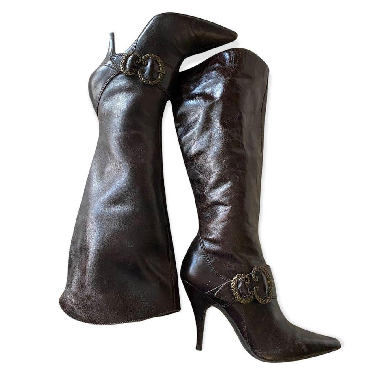 patent leather brown boots