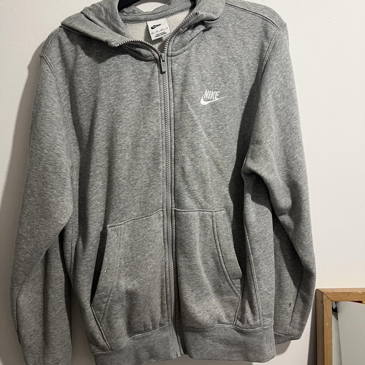 Nike zipped hoodie grey - Depop