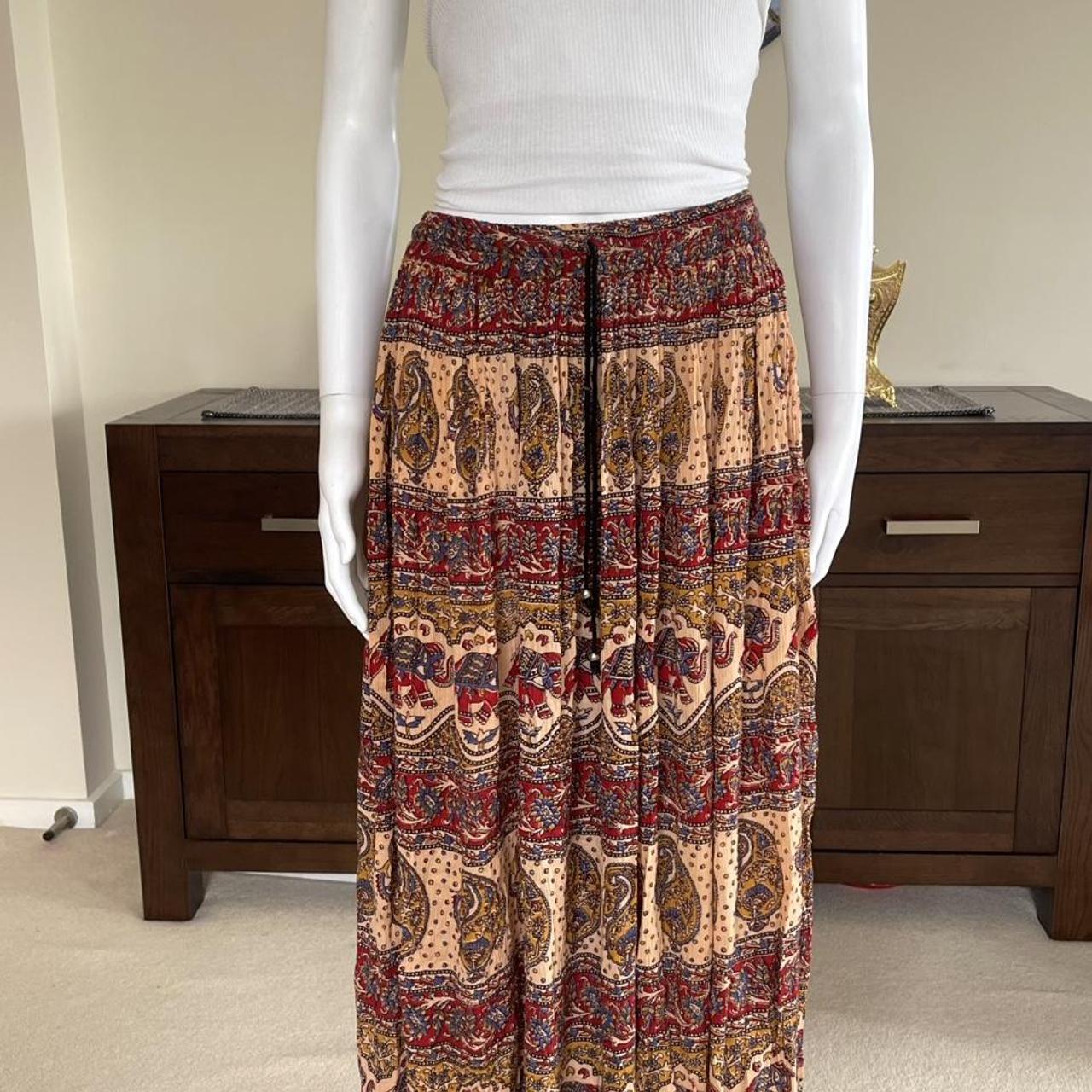 African/ elephant print maxi skirt with adjustable... - Depop