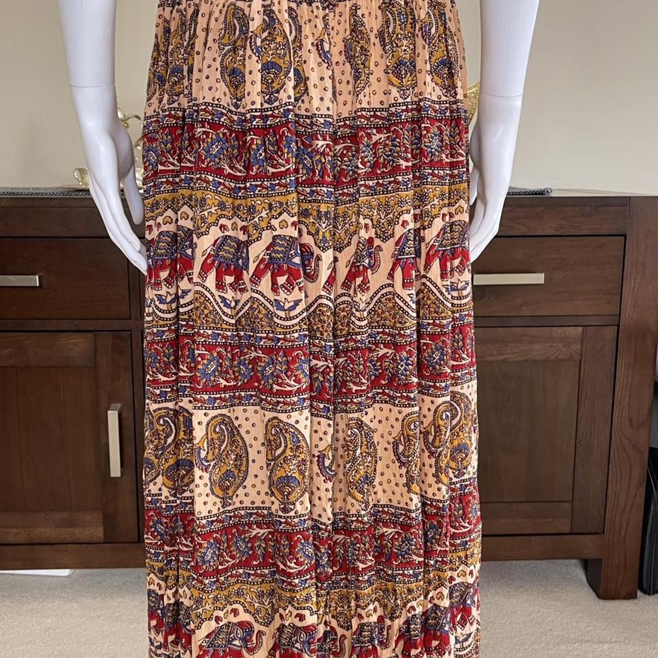 African/ elephant print maxi skirt with adjustable... - Depop