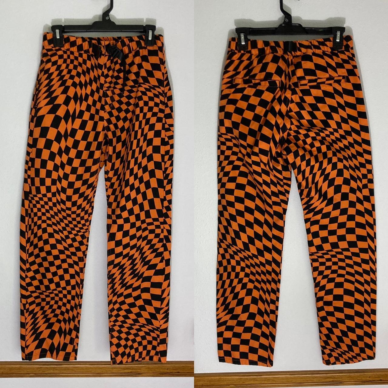 Orange checkered hot sale pants