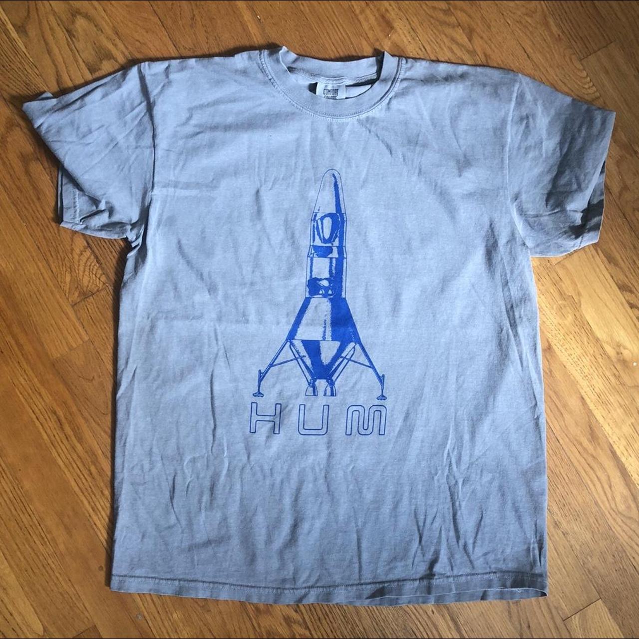 HUM Men's Blue and Grey T-shirt | Depop