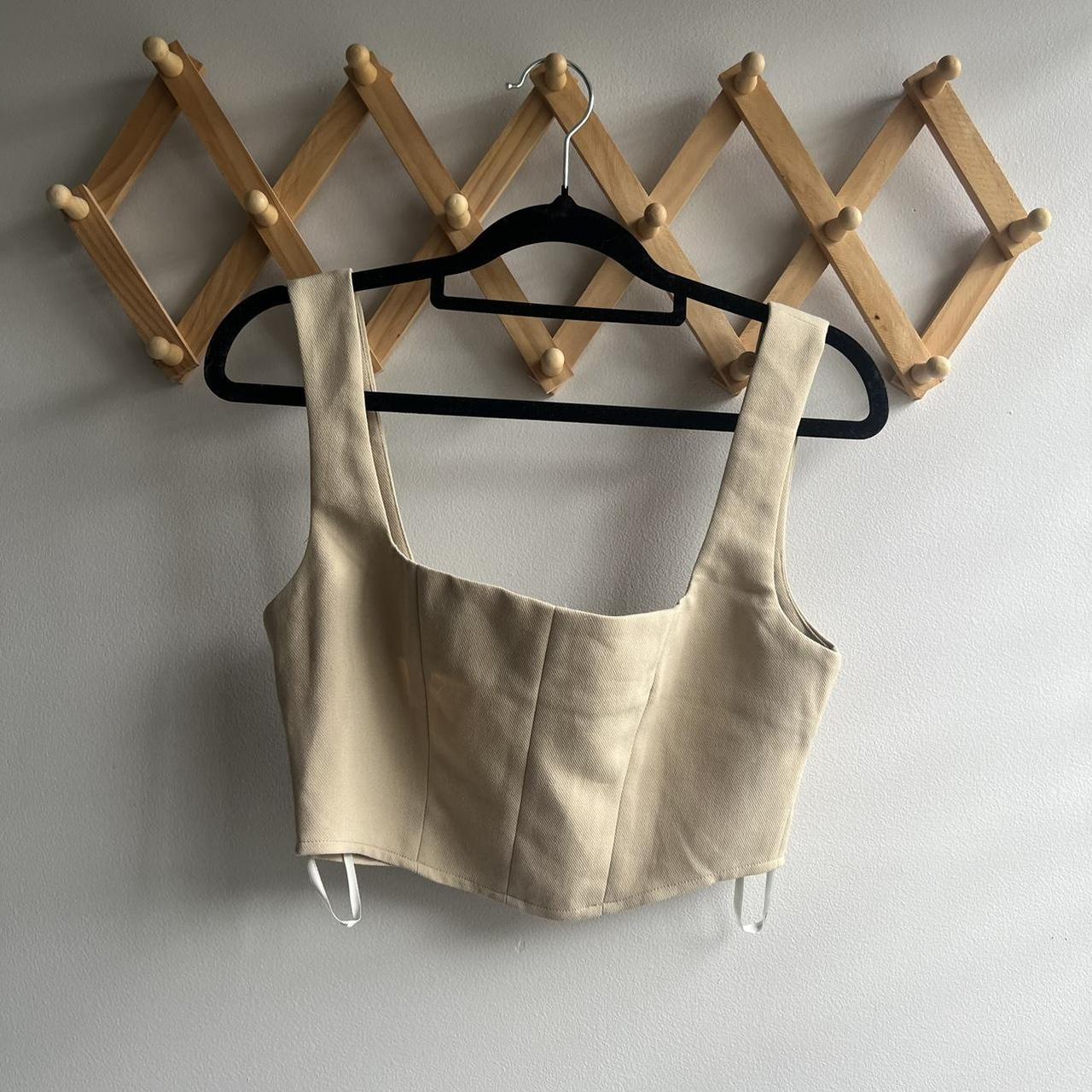 Cream crop with back zipper - Depop