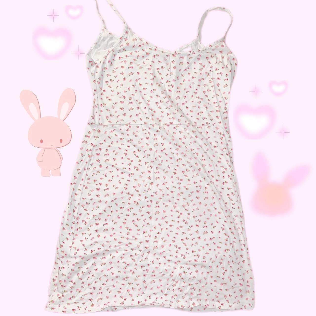 Brandy Melville White and pink floral mini dress... Depop