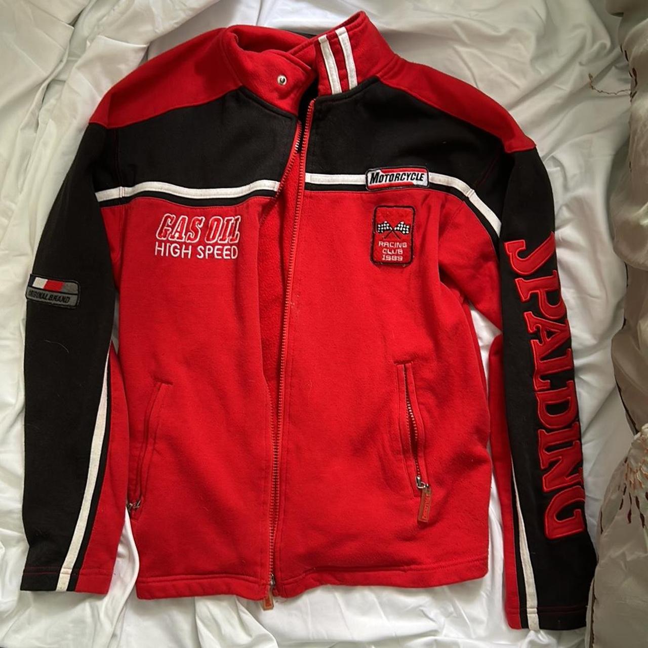red cotton spalding racing jacket - Depop