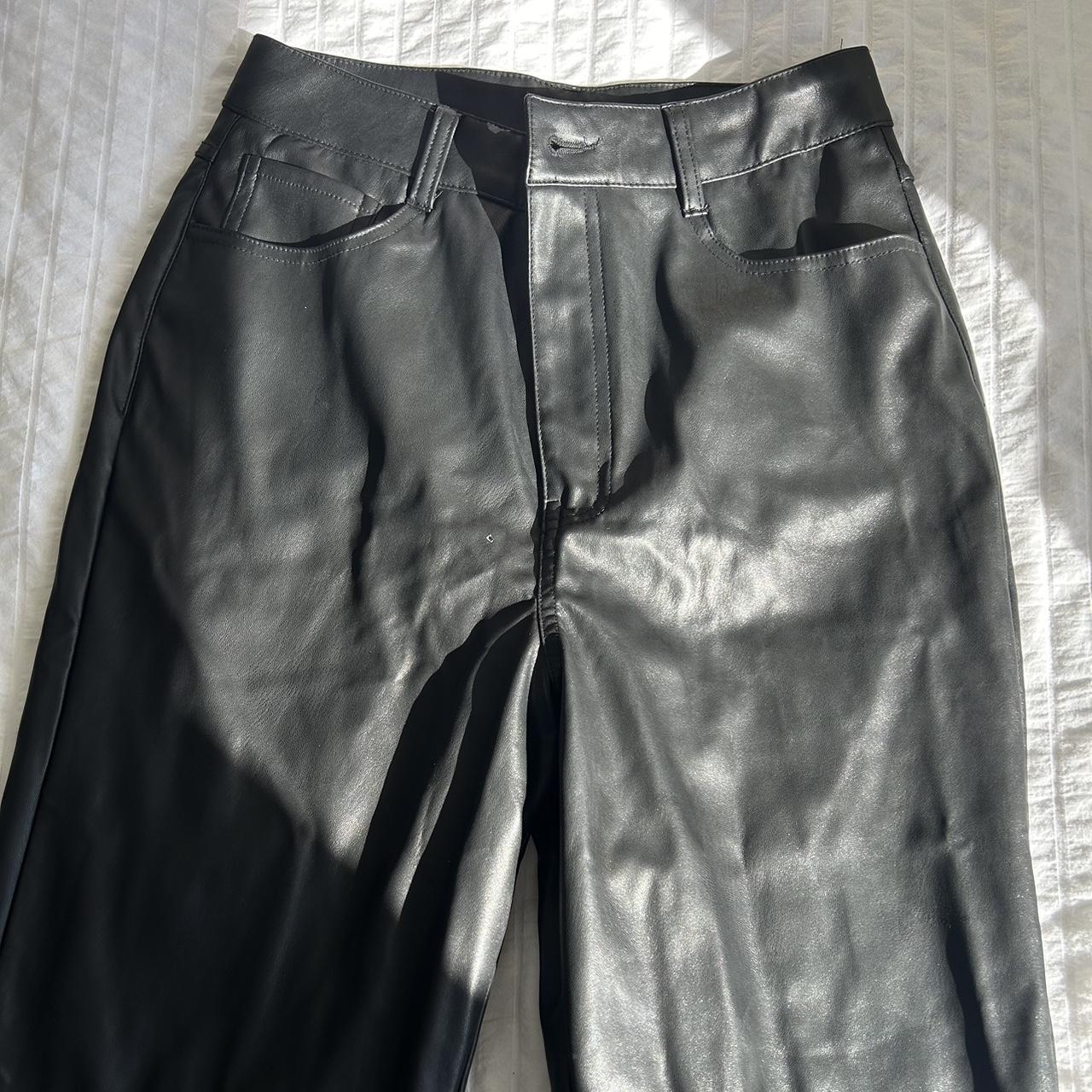 Straight leg black leather pants - Depop