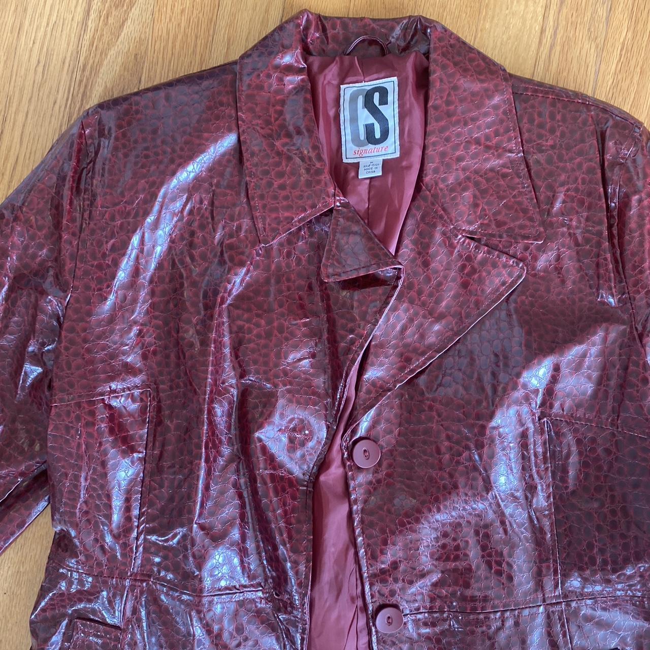 Y2K Red Leather Jacket Size M #y2k #red #maroon... - Depop