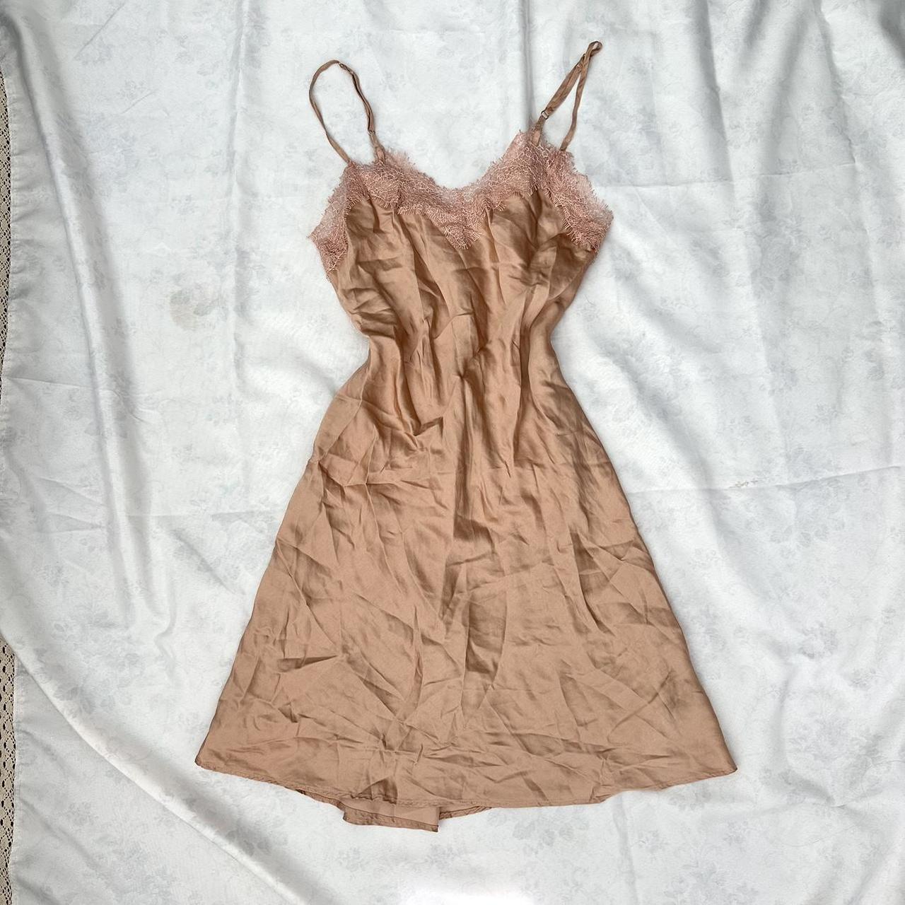Primark Tan/peach Lace Mini Slip Dress Super cute... Depop