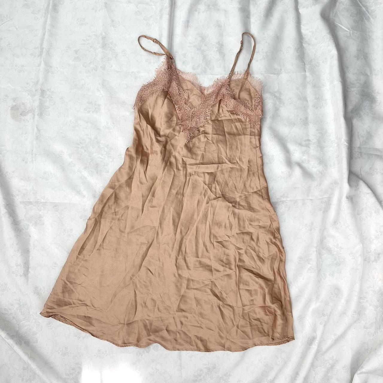 Primark Tan/peach Lace Mini Slip Dress Super cute... Depop