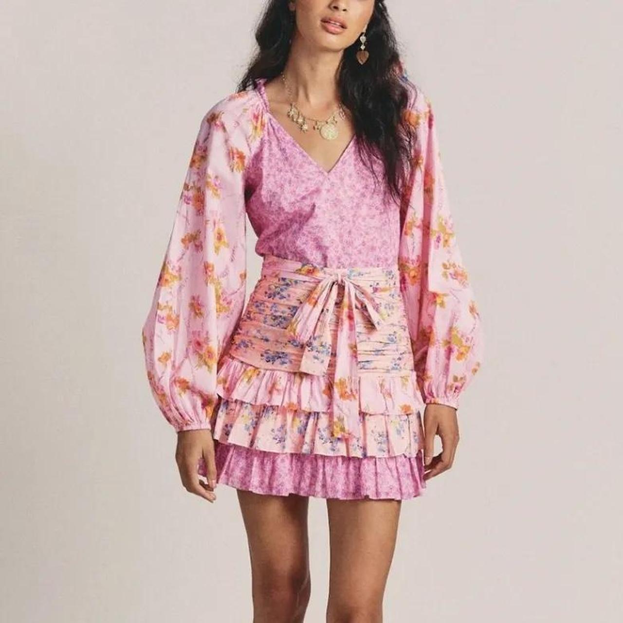 Loveshackfancy rina mini dress in exploded pink!!... Depop