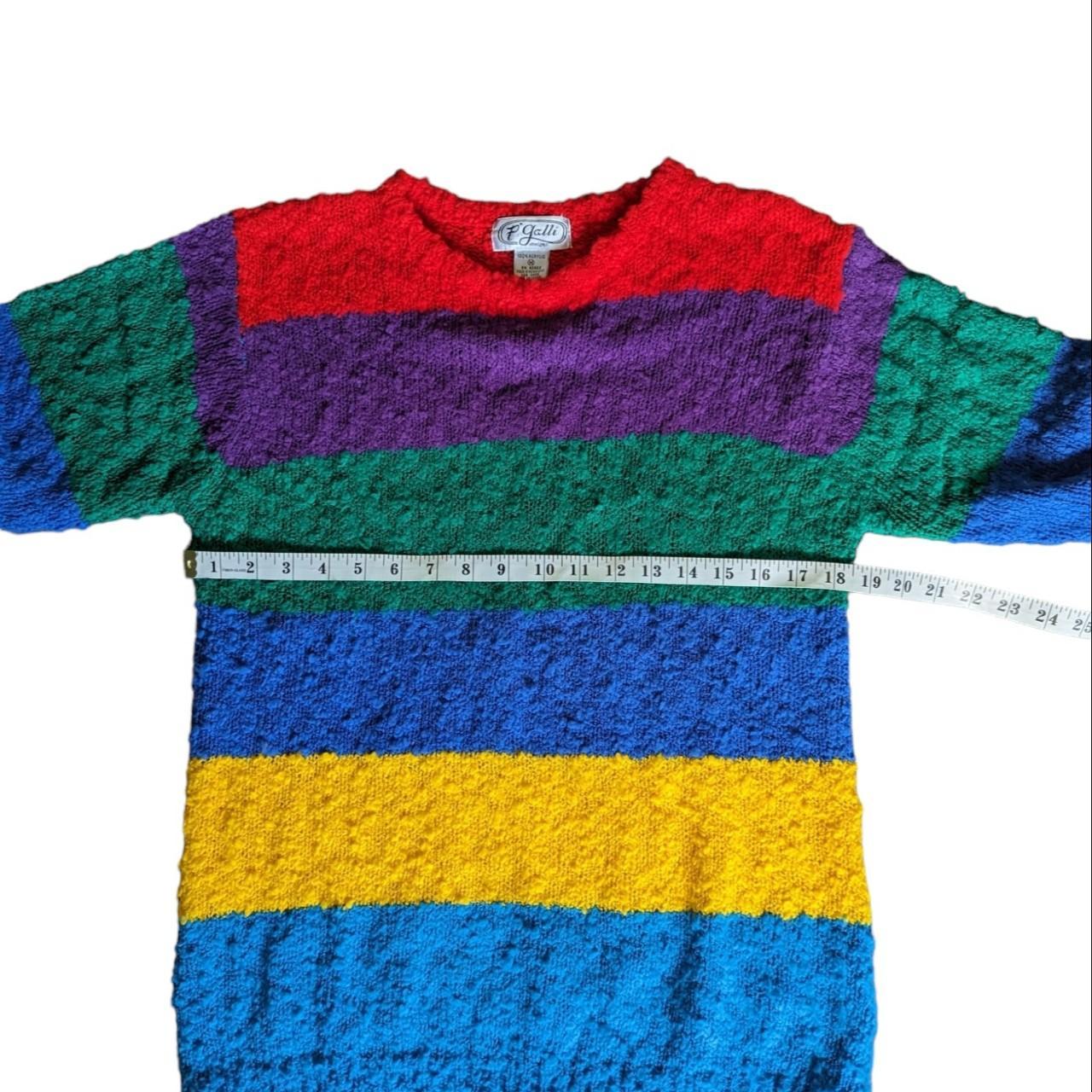 Vintage 80s Wide Rainbow Striped Nubby Knit Sweater | Depop