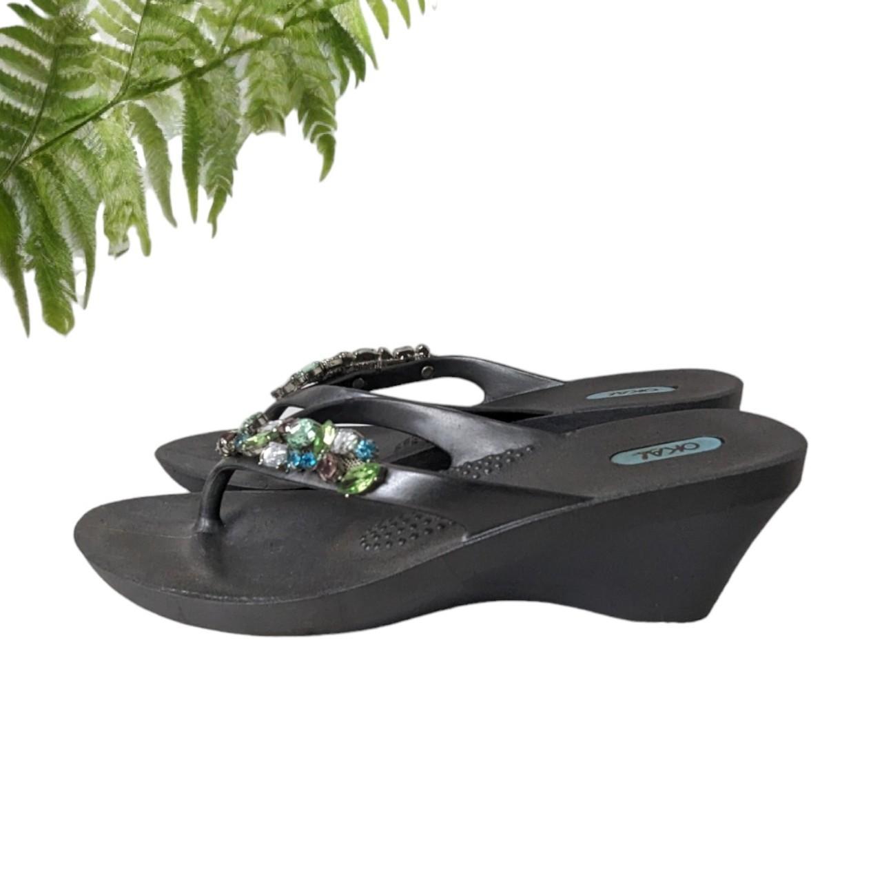 Wedge Sandals Oka B Flip Flops Evelyn Wedge Flip Flops Licorice Oka B