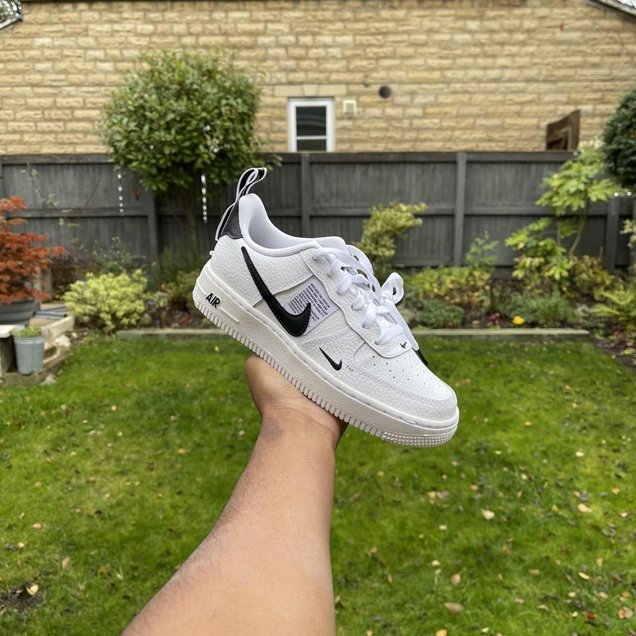 Nike Air Force 1 Lv8 Utility White NIKE AIR FORCE 1 LV8 UTILITY WHITE BLACK SIZE 4... - Depop