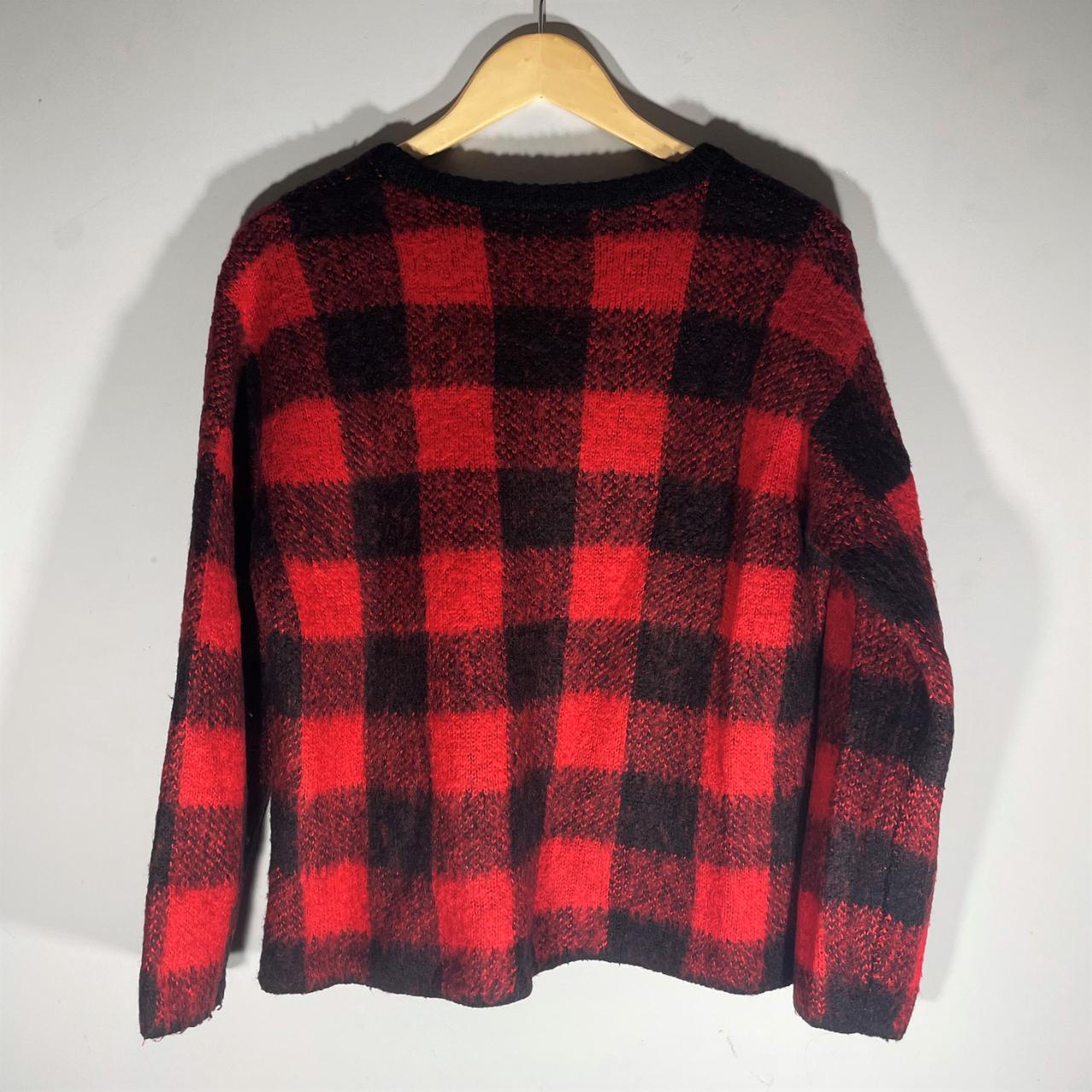 Cozy checkered red and black sweater The warmest... - Depop