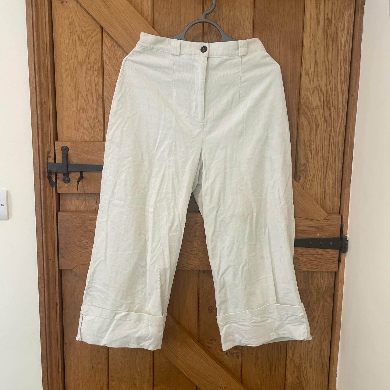 White cord flared wide leg trousers #cordtrousers... - Depop