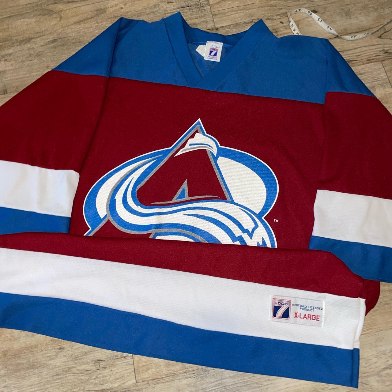 Vintage Colorado Avalanche Jersey Youth XL White 90s - Depop