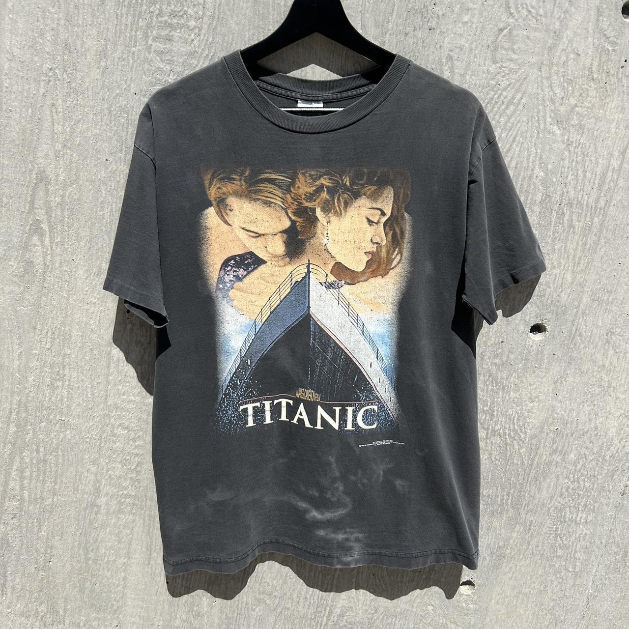 Vintage 1998 Faded Titanic movie promo tee -21... - Depop