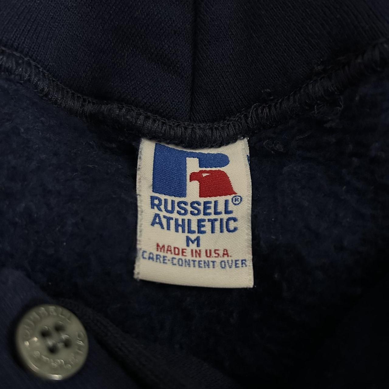 Vintage 90s Navy Russell Athletic hoodie -cropped | Depop