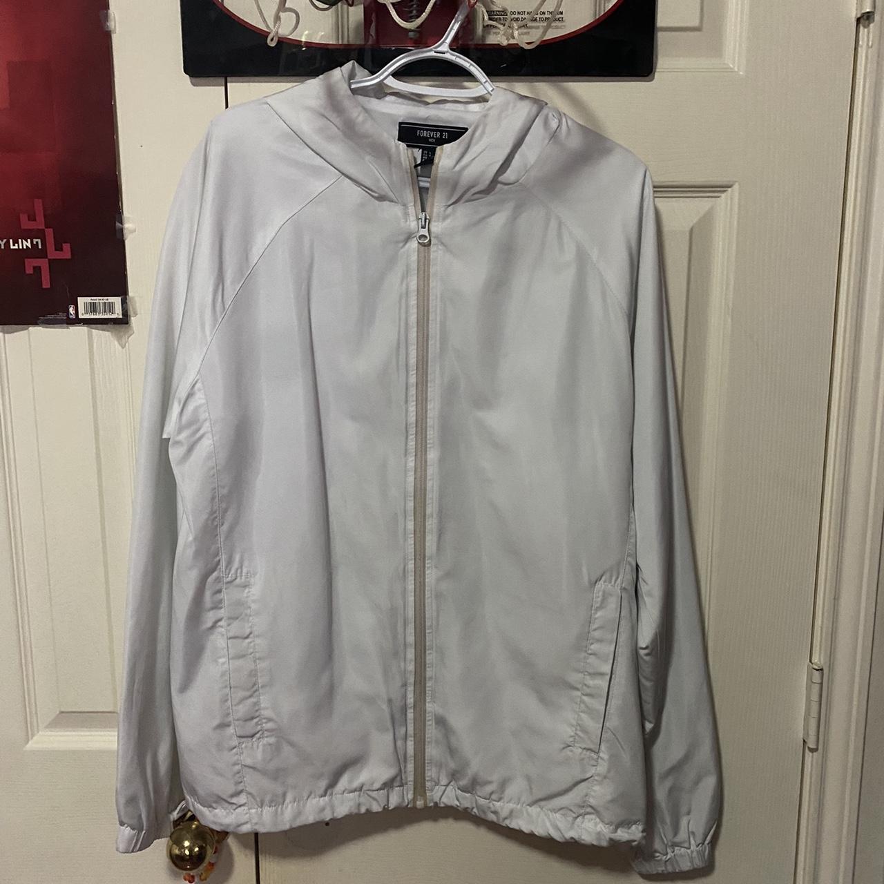 All White Forever 21 Windbreaker Rain Jacket Size L Depop