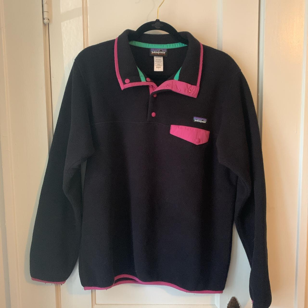 Patagonia Women's Black and Pink Sweatshirt | Depop