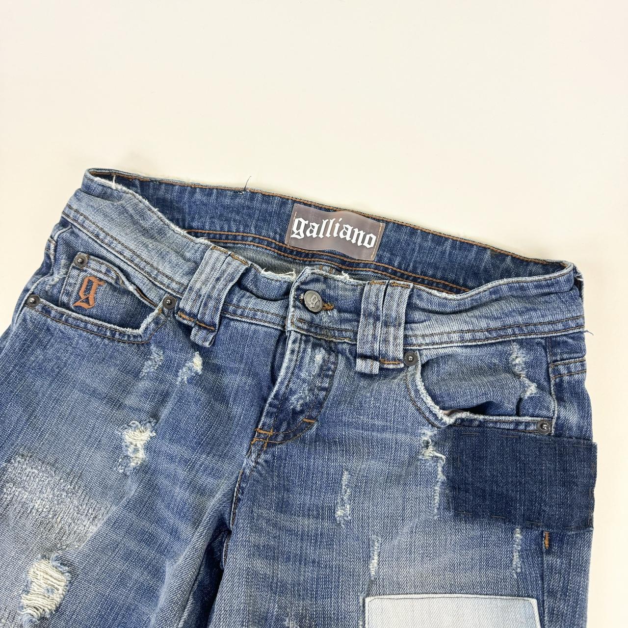 john galliano patched jeans, low rise, slim leg fit | Depop
