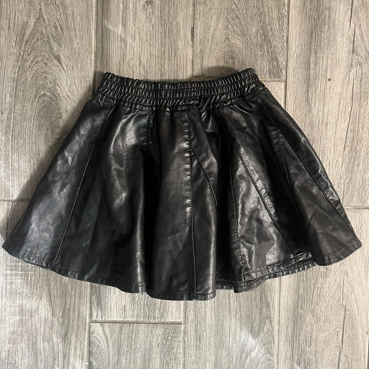 Y2K faux leather skirt Super stretchy, best fits... - Depop