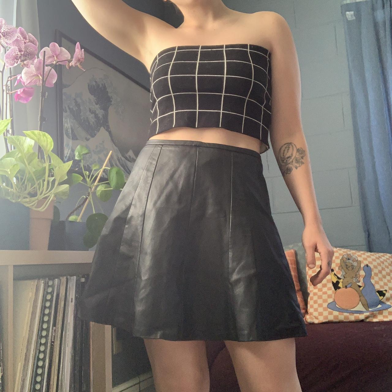 Faux Leather High Waisted Skater Skirt