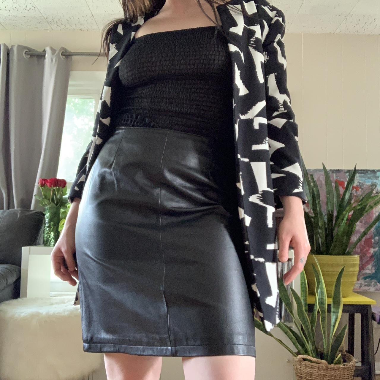 Black Leather Pencil Skirt Maxima by Wilson’s... - Depop