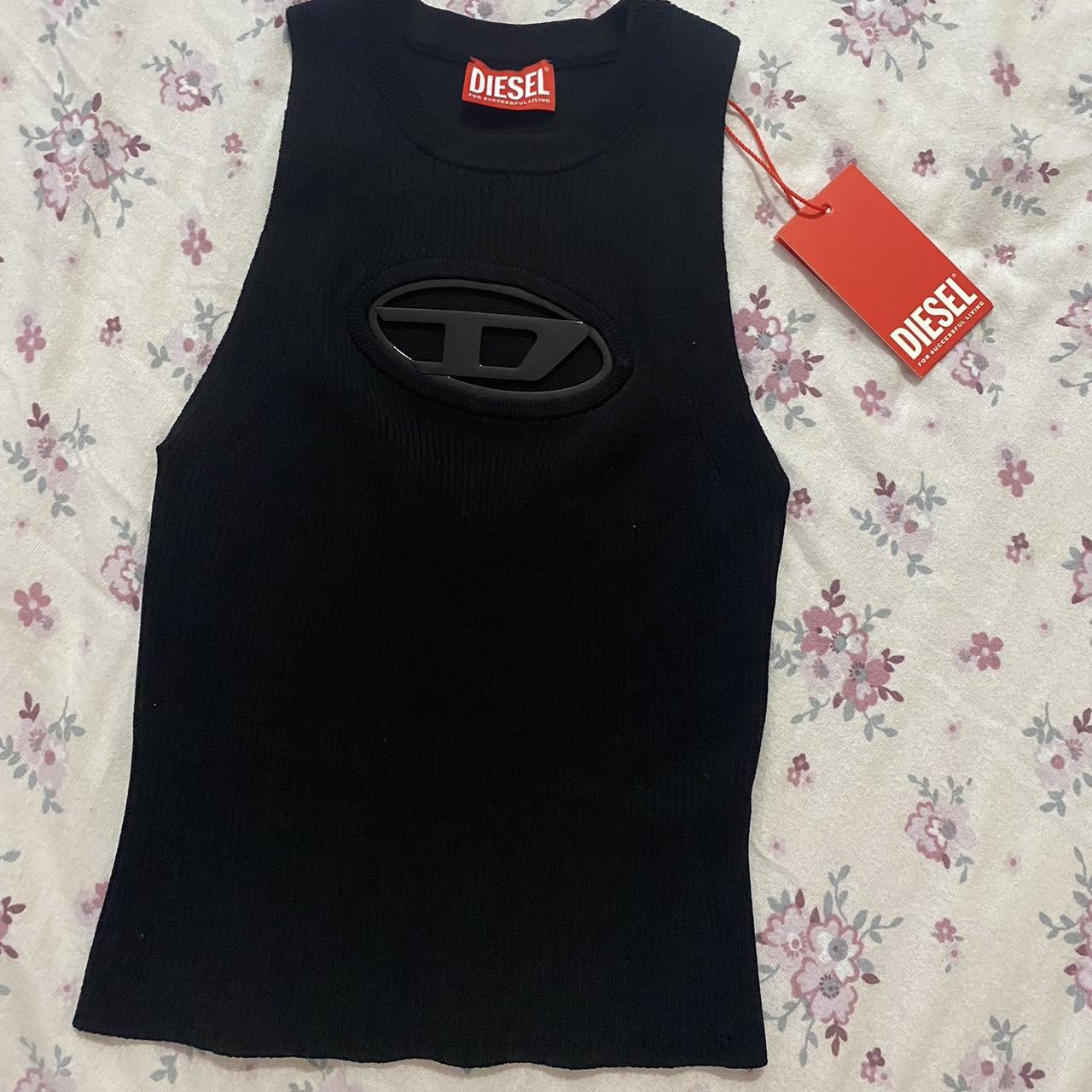 DIESEL. Cutout knit top with logo plaque. RPP... Depop