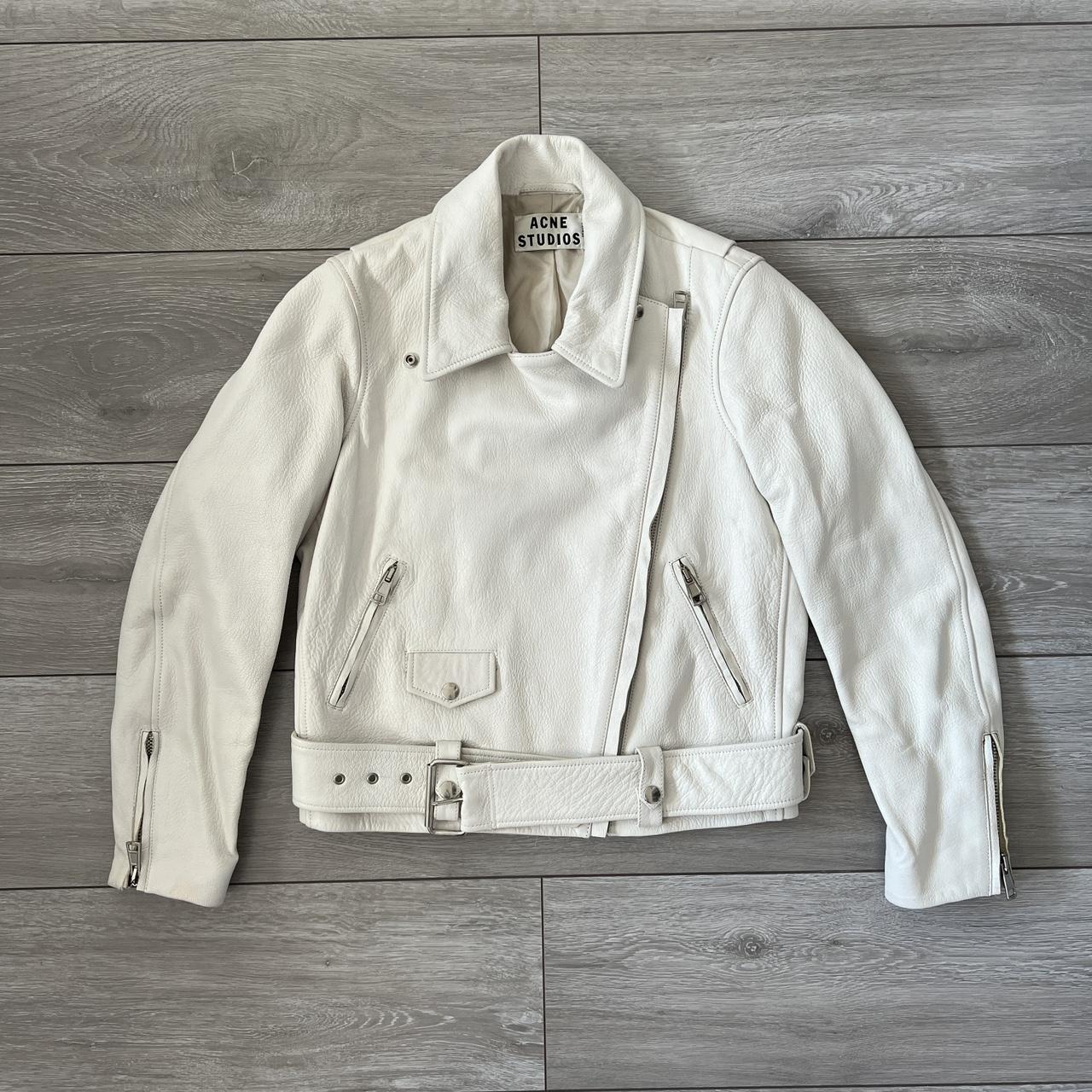 Acne Studios Women's Cream and Silver Jacket | Depop