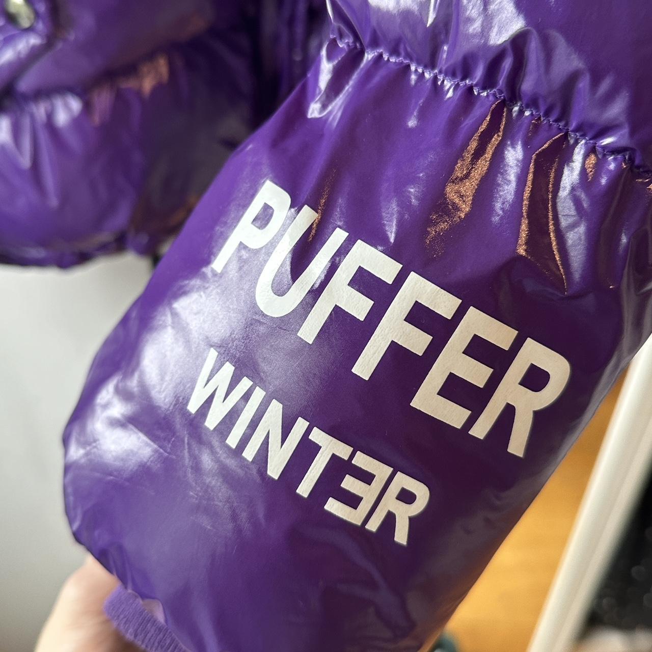 Purple Vinyl Puffer Jacket - so cosy for winter - | Depop