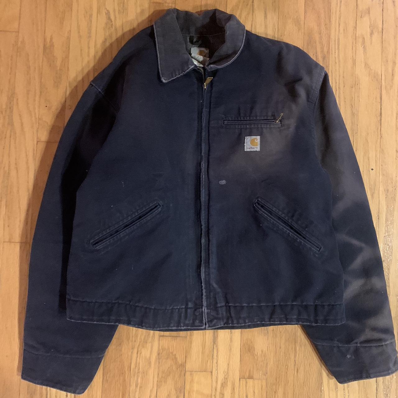 Vintage Carhartt Detroit jacket Faded blue Size xl... Depop
