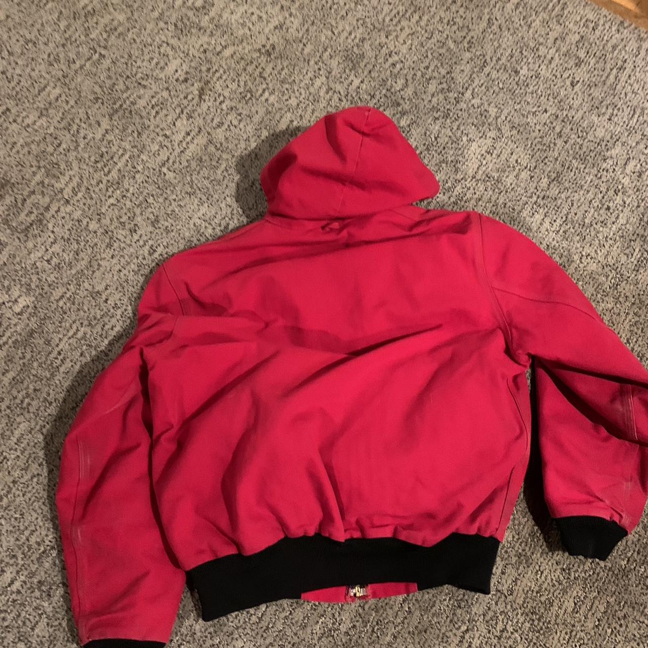 Vintage 90s carhartt hooded jacket red Size large... - Depop