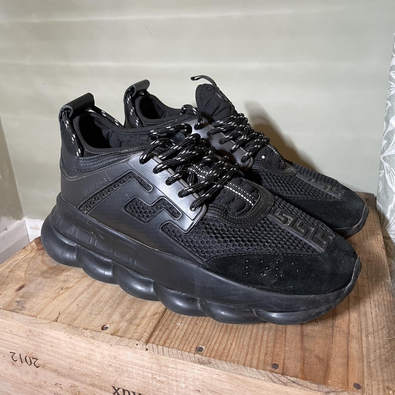 Black Versace Chain reaction trainers. 100%genuine.... - Depop