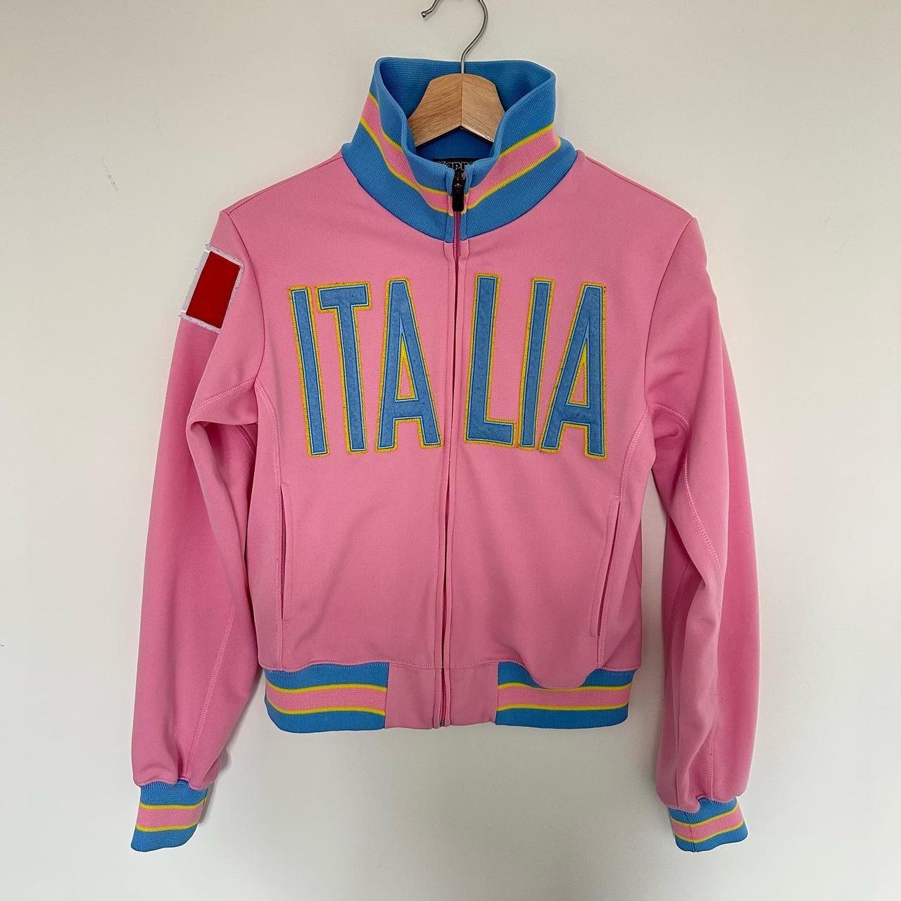 Pink Italia zip up sweater By Kappa Size... - Depop