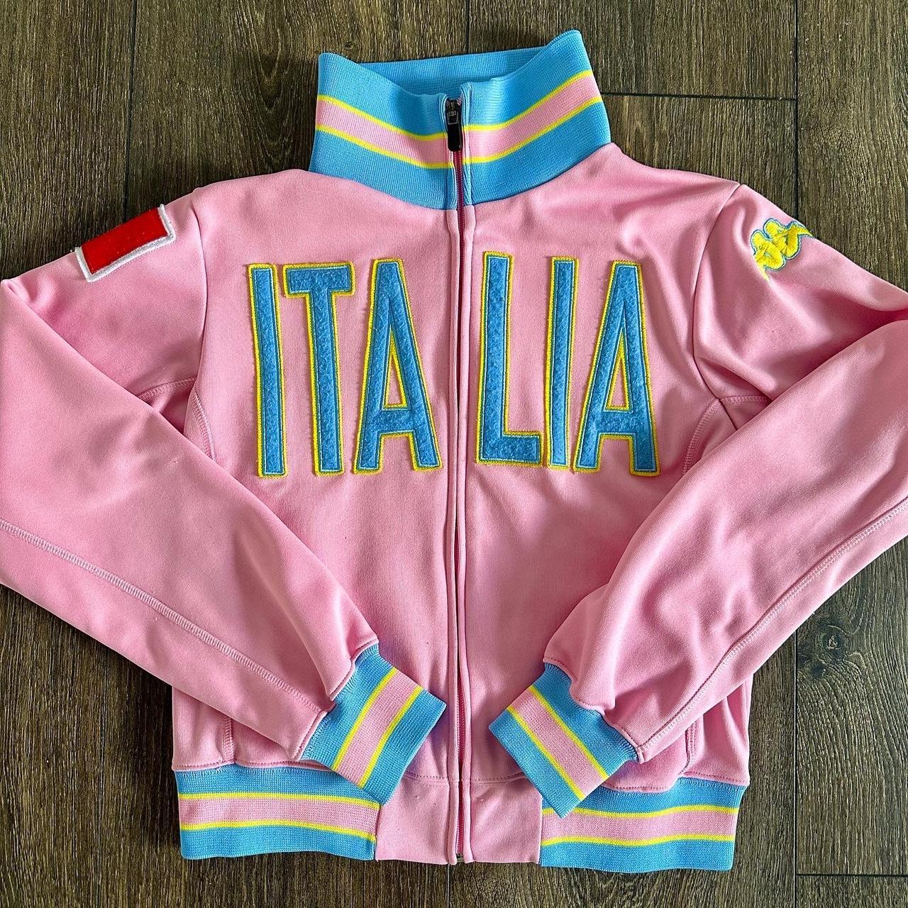 Pink Italia zip up sweater By Kappa Size... Depop