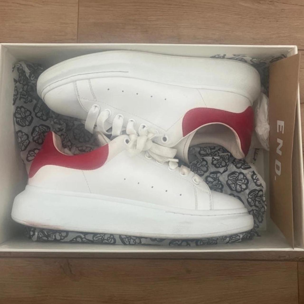 Alexander McQueen Heel Tab Wedge Sole UK White Depop