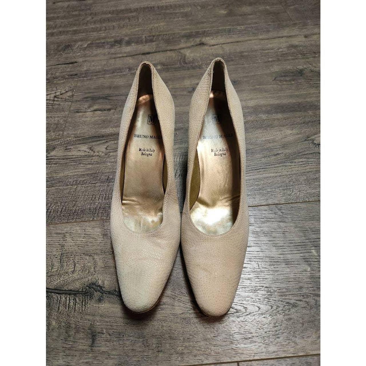 $200 Bruno Magli Beige Designer Leather Heels Made... - Depop