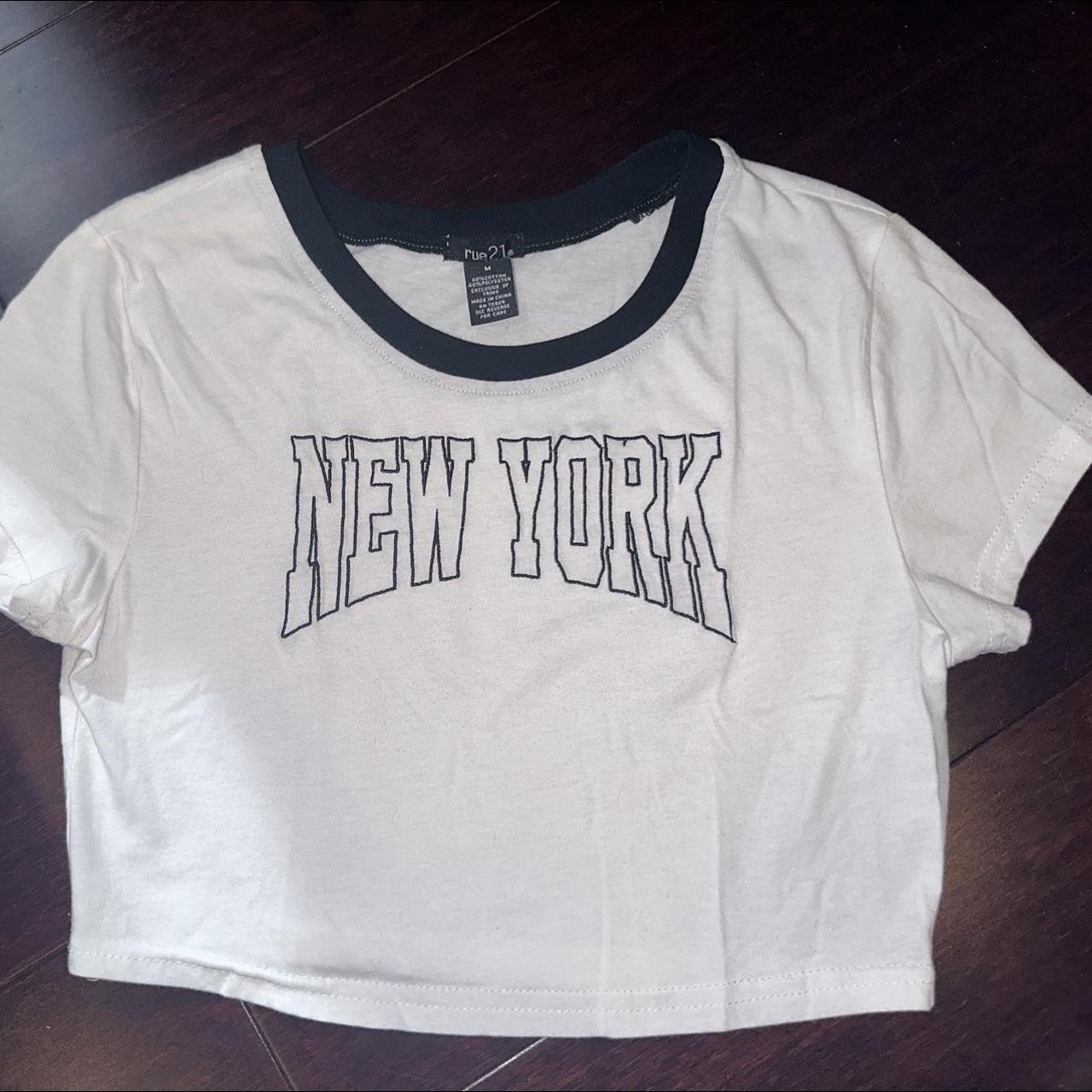 white new york baby tee #croptop #babytee #new... - Depop