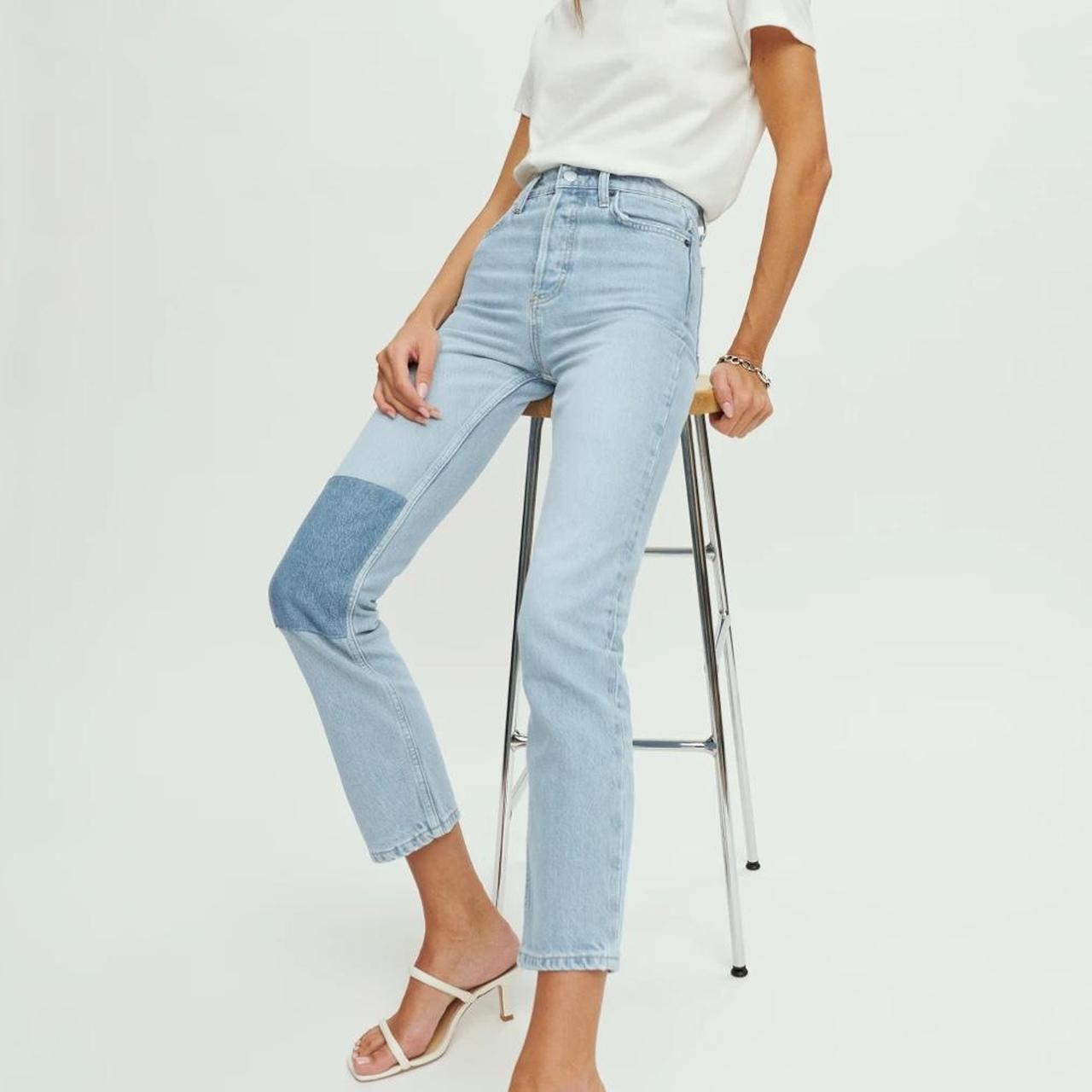 Reformation good Cynthia Patch High Rise Straight Jeans