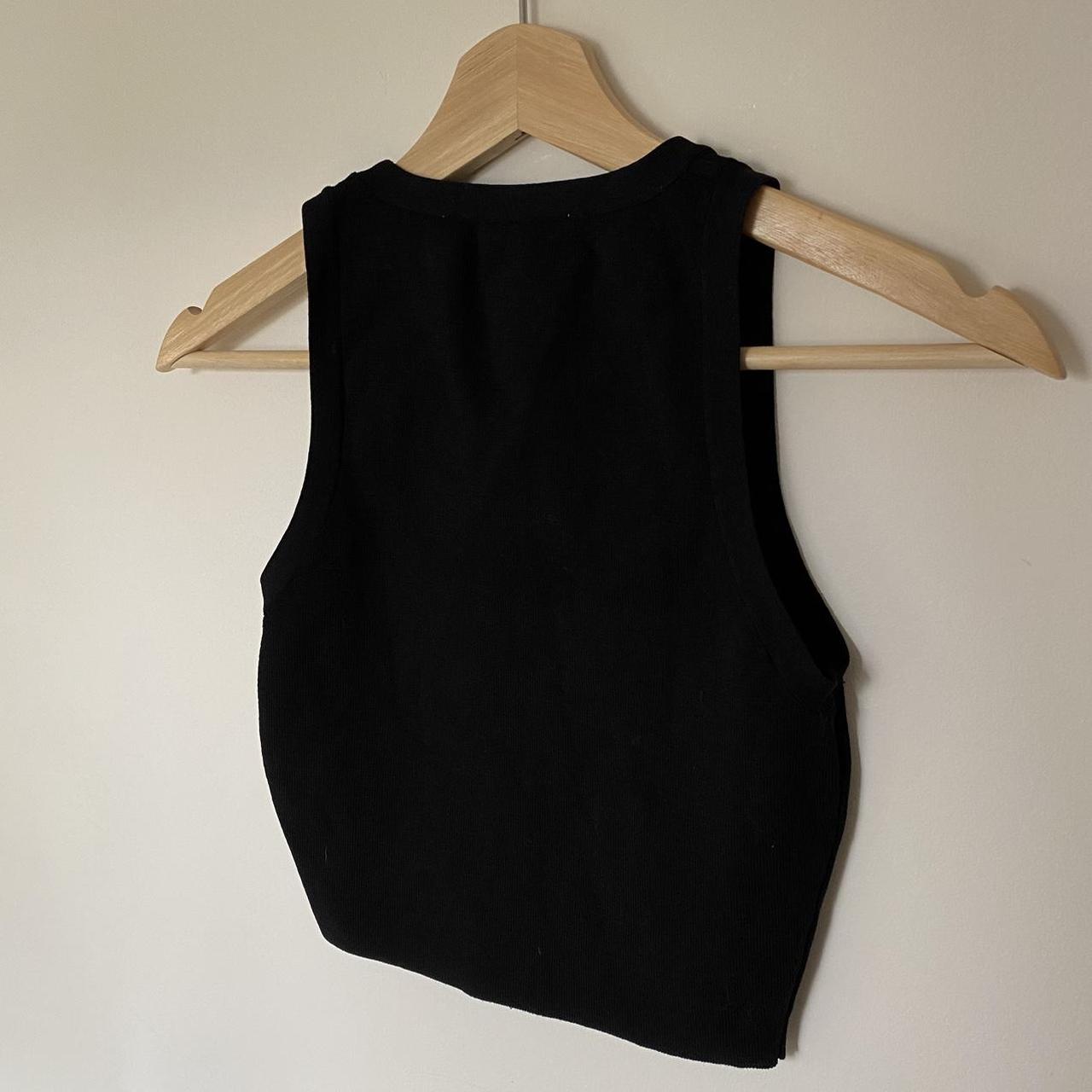 Zara black knit ribbed crop top. Worn a few times... - Depop