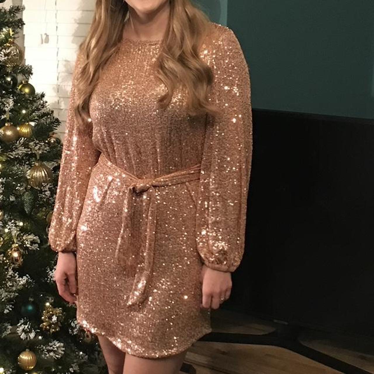 Gold sequin clearance dress river island