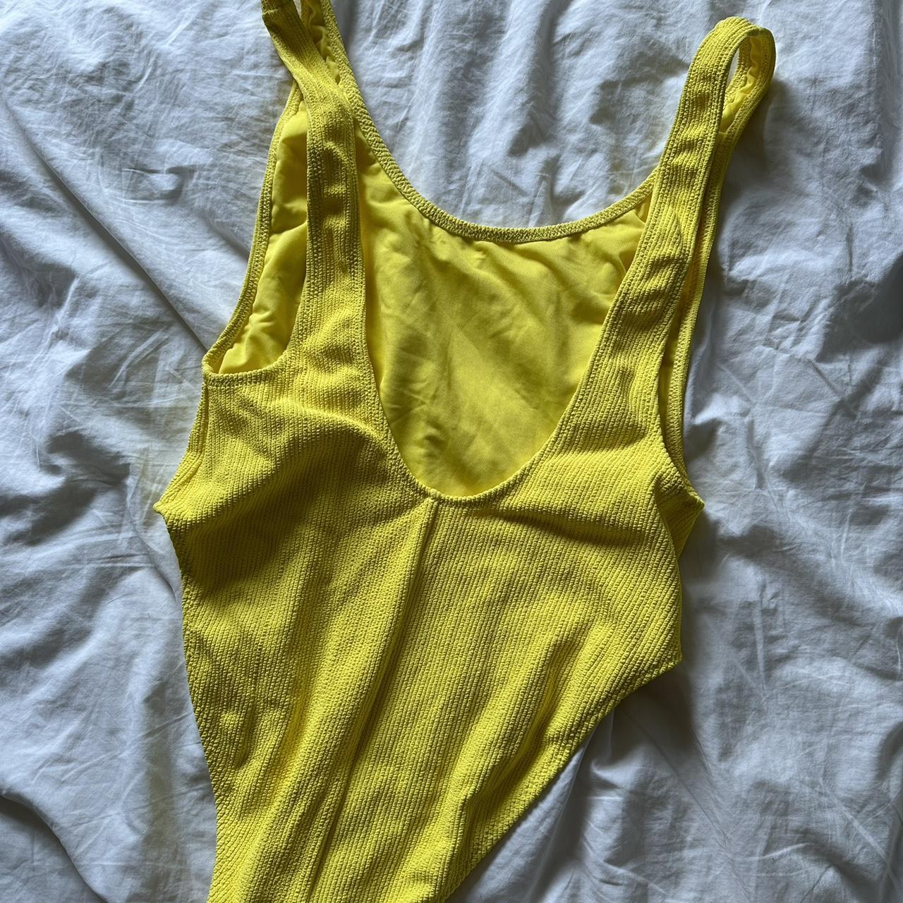H&M yellow swimsuit excellent condition size 12 Depop